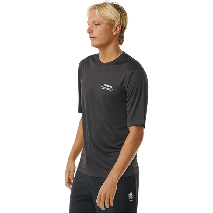 2024 Rip Curl Mnner Ding Repairs Surflite UPF Rash Tee 14WMRV - Washed Black